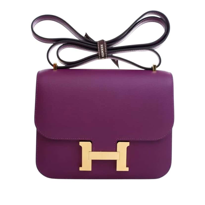 Hermès Mini Evercolor Constance 18 Purple Leather Good condition - Front View