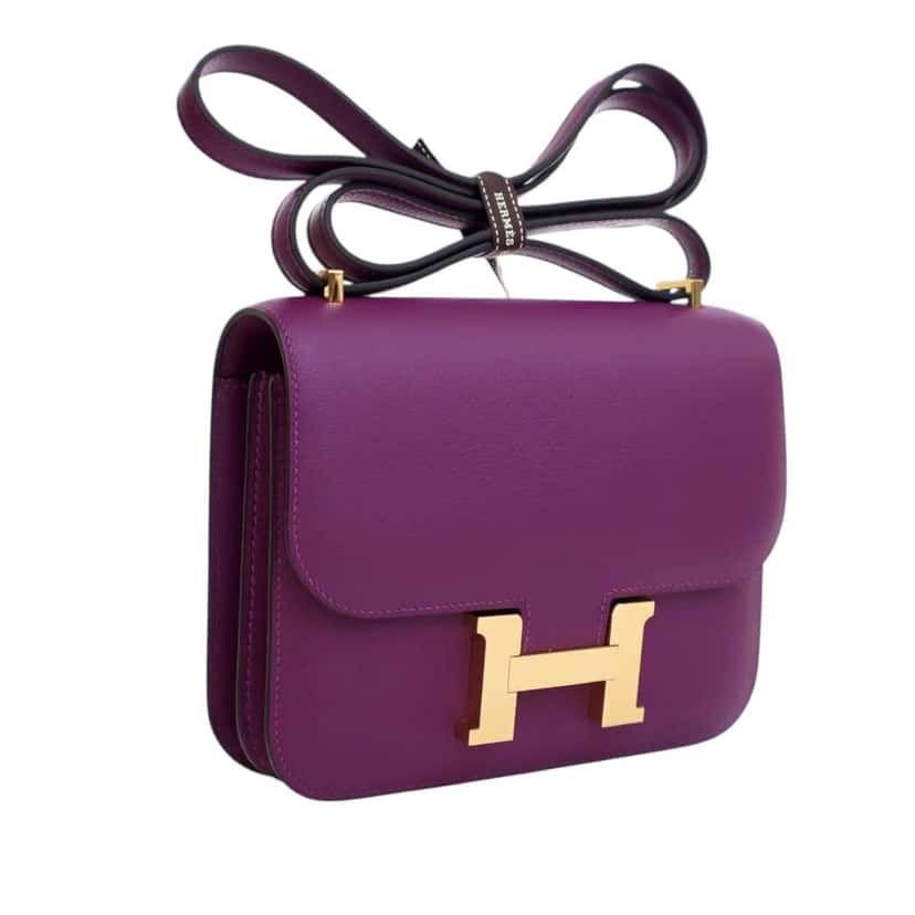 Hermès Mini Evercolor Constance 18 Purple Leather Good condition - Back View