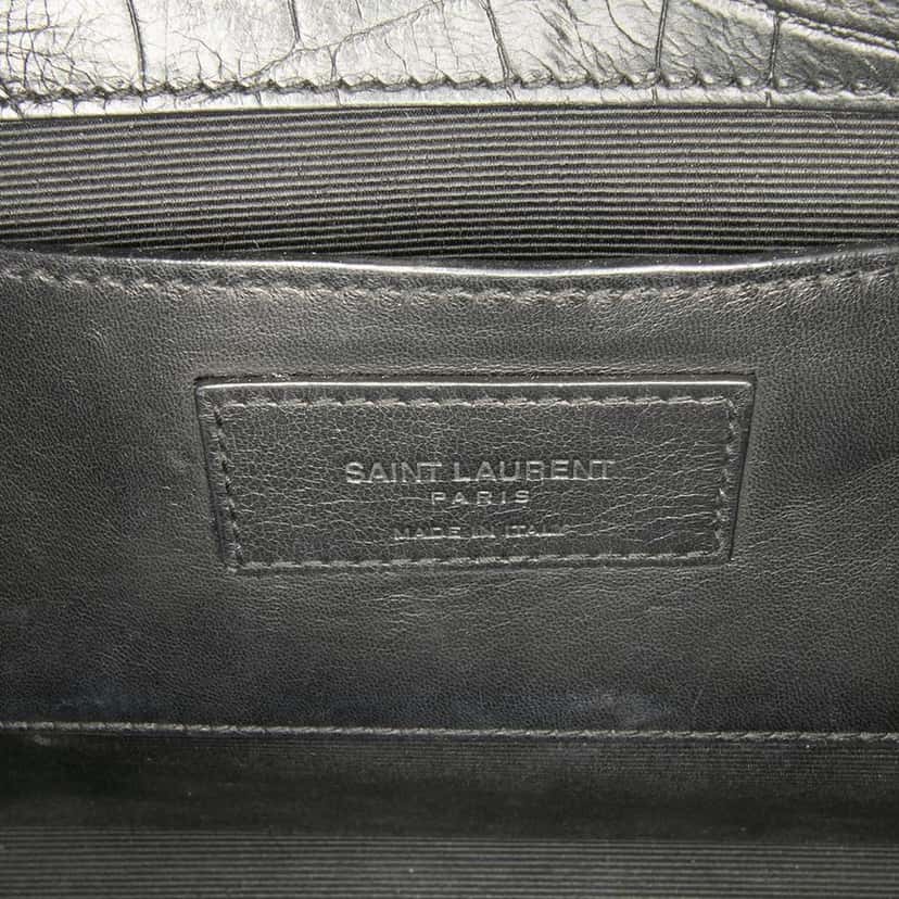 Saint Laurent Medium Croc Embossed Leather Kate Tassel Crossbody Black Leather Good condition - Box View