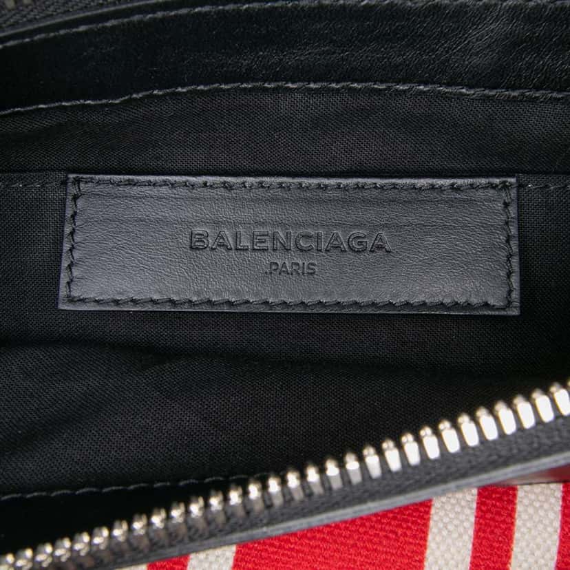 Balenciaga M Canvas Navy Clip Clutch Red Canvas Good condition - Box View