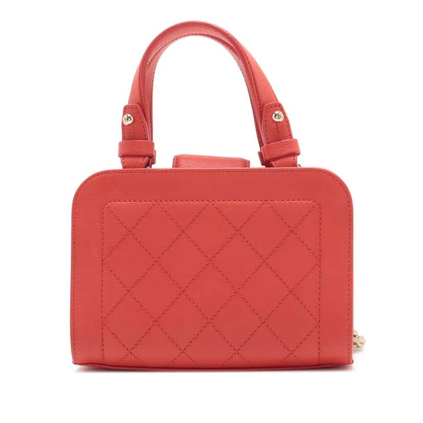 Chanel Mini Calfskin Label Click Shopping Tote Red Leather Good condition - Back View