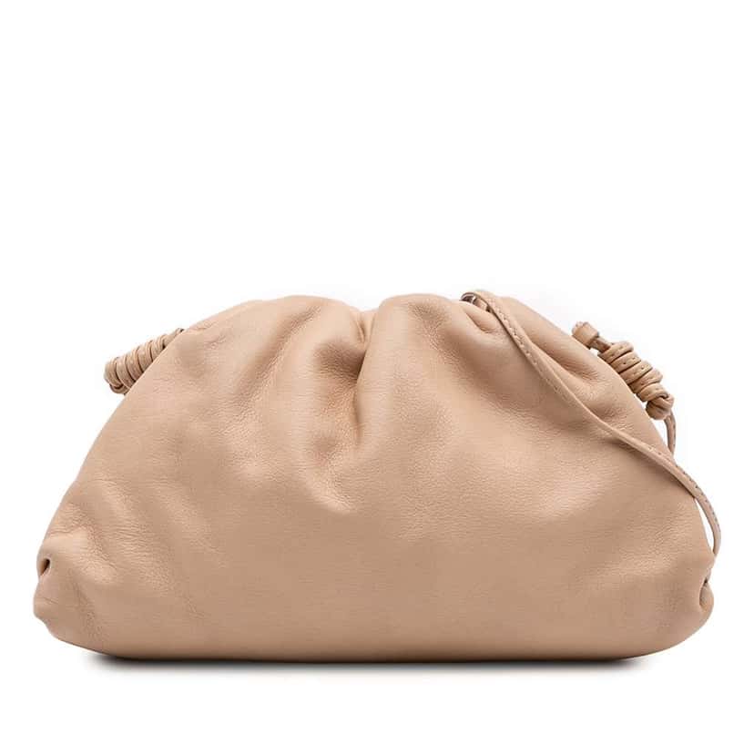 Bottega Veneta Lambskin The Mini Pouch Crossbody Brown Leather Good condition - Front View