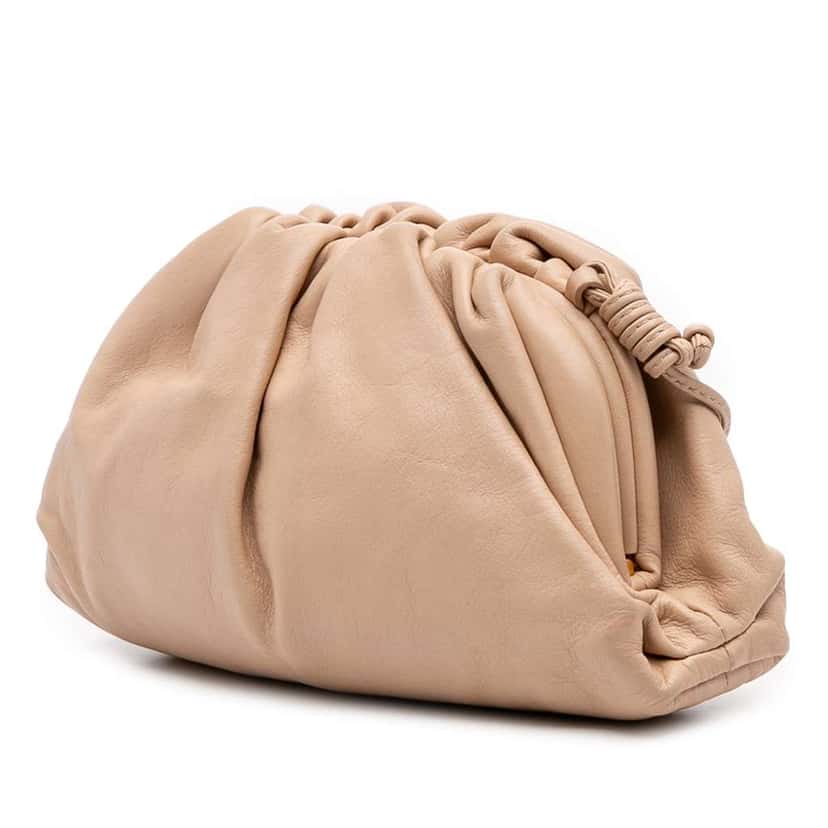 Bottega Veneta Lambskin The Mini Pouch Crossbody Brown Leather Good condition - Back View