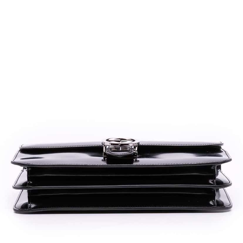 Gucci Medium Patent Dollar Interlocking G Crossbody Black Leather Good condition - Inside View