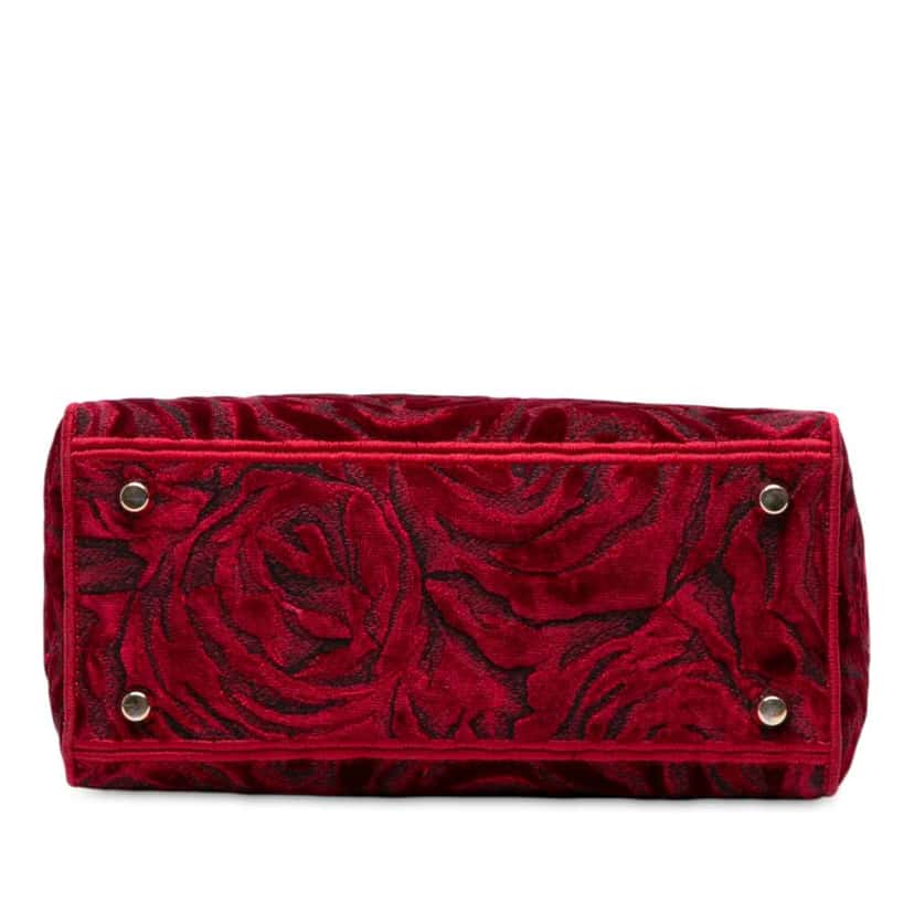 Dior Medium Embroidered Velvet Roses Lady D Lite Red Velvet Very good condition - Inside View