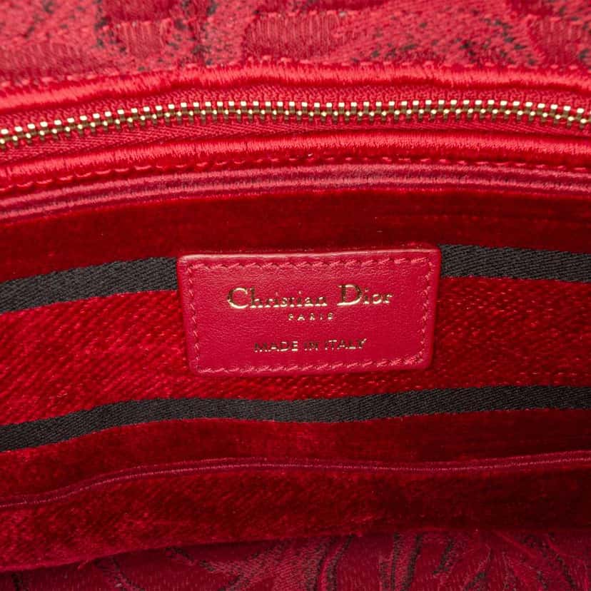 Dior Medium Embroidered Velvet Roses Lady D Lite Red Velvet Very good condition - Box View
