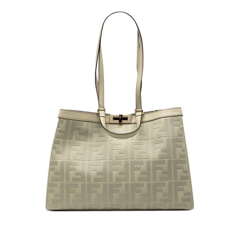 Fendi Zucca Embroidered Canvas Peekaboo X Tote Green Canvas Good condition - Front View