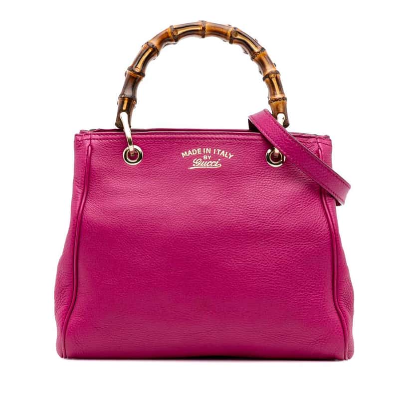 Gucci Small Calfskin Bamboo Shopper Satchel Pink Leather Good condition - Front View