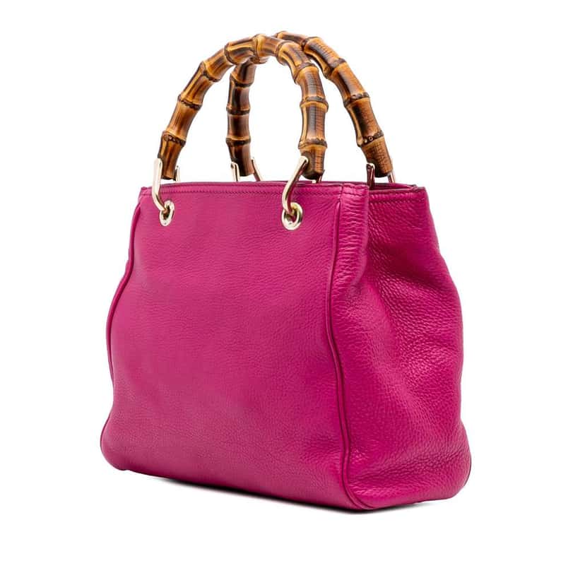 Gucci Small Calfskin Bamboo Shopper Satchel Pink Leather Good condition - Back View