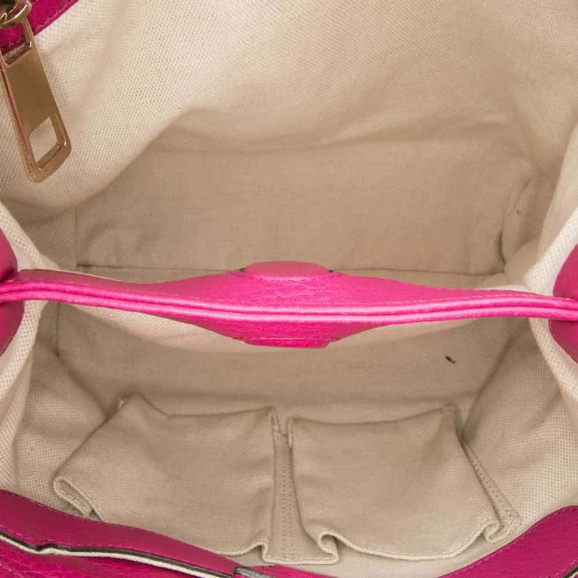 Gucci Small Calfskin Bamboo Shopper Satchel Pink Leather Good condition - Model View