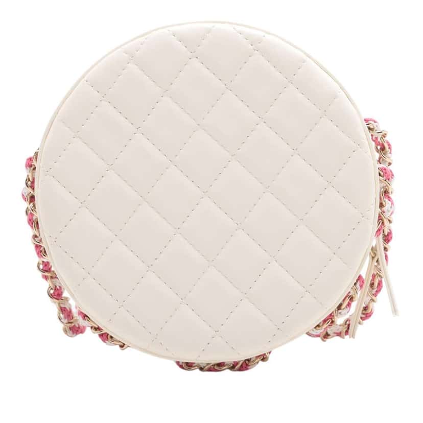 Chanel Lambskin La Pausa Coco Lifesaver Round Bag White Leather Good condition - Back View