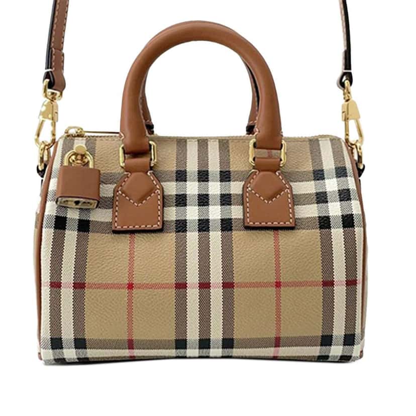 Burberry Mini House Check Coated Canvas Bowling Bag Brown Canvas Good condition - Front View