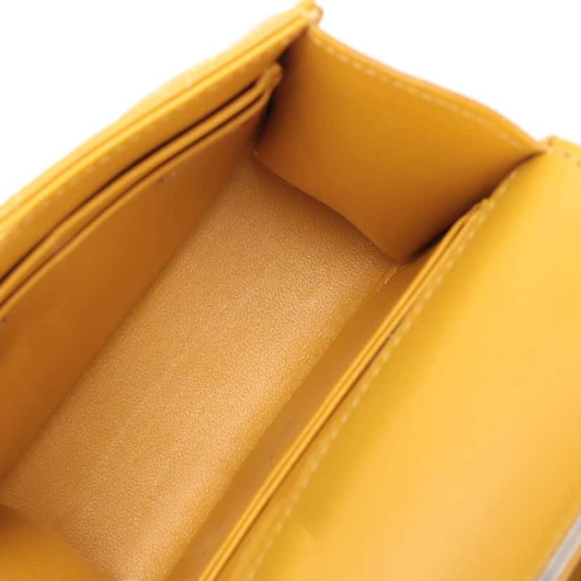 Chanel Mini CC Quilted Lambskin Top Handle Clutch with Chain Yellow Leather Good condition - Inside View