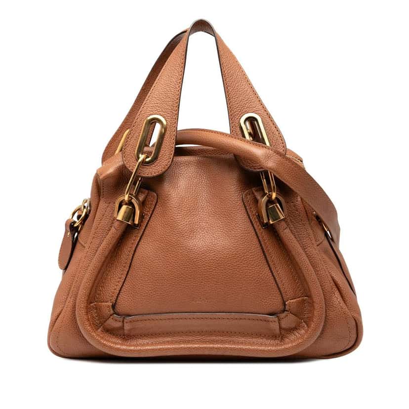 Chloé Small Pebbled Calfskin Paraty Satchel Brown Leather Good condition - Front View