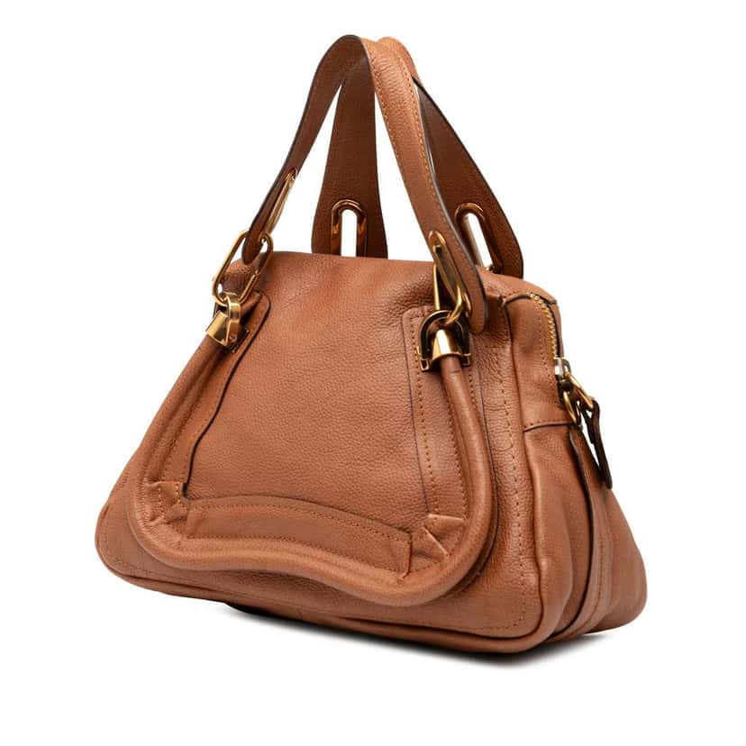 Chloé Small Pebbled Calfskin Paraty Satchel Brown Leather Good condition - Back View