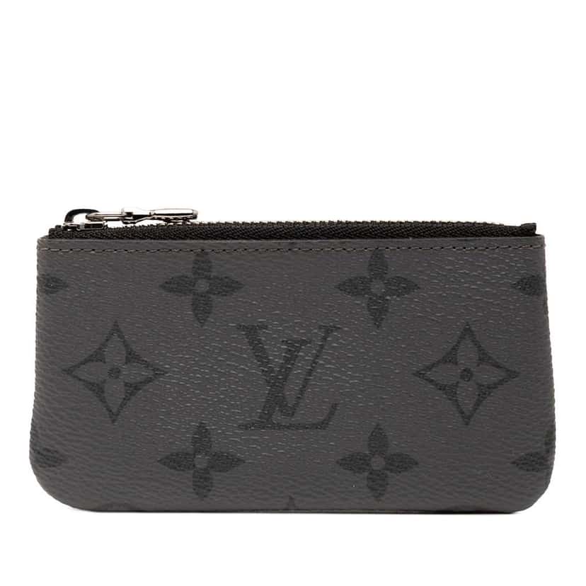 Louis Vuitton Monogram Eclipse Reverse Key Pouch Grey Good condition - Front View
