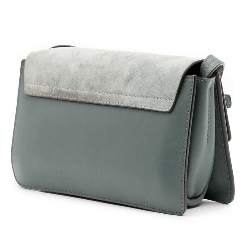 Chloé Small Suede and Calfskin Faye Crossbody Green Leather Good condition - Back View