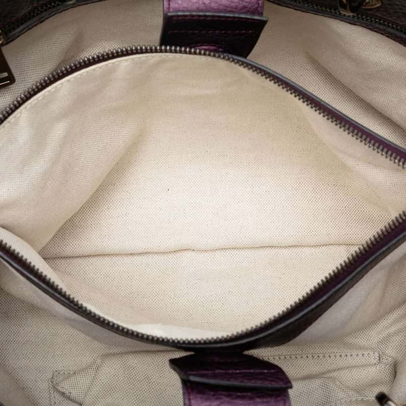 Gucci Medium Calfskin Bamboo Shopper Satchel Purple Leather Good condition - Model View