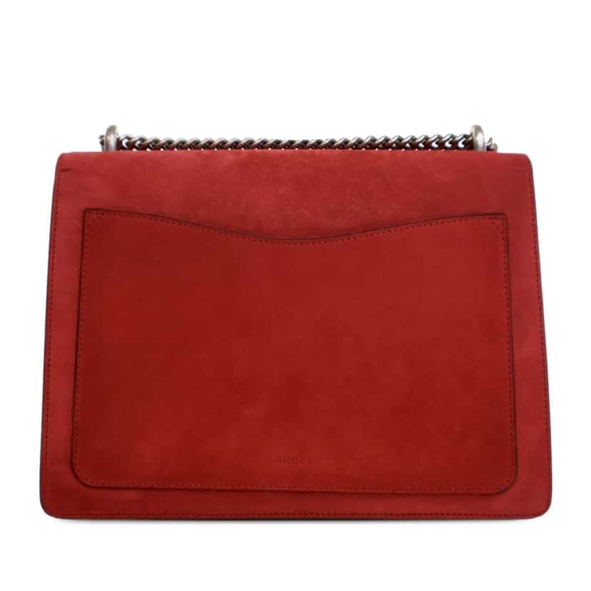 Gucci Medium Suede Dionysus Shoulder Bag Red Leather Good condition - Back View