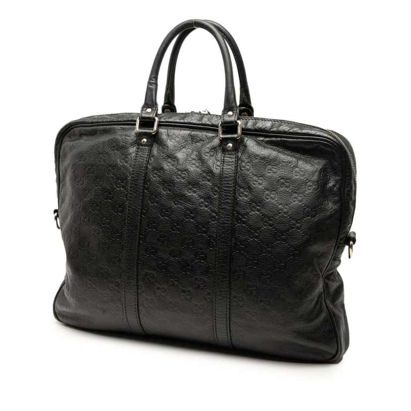 Gucci Guccissima Business Bag Black Leather Fair condition - Back View