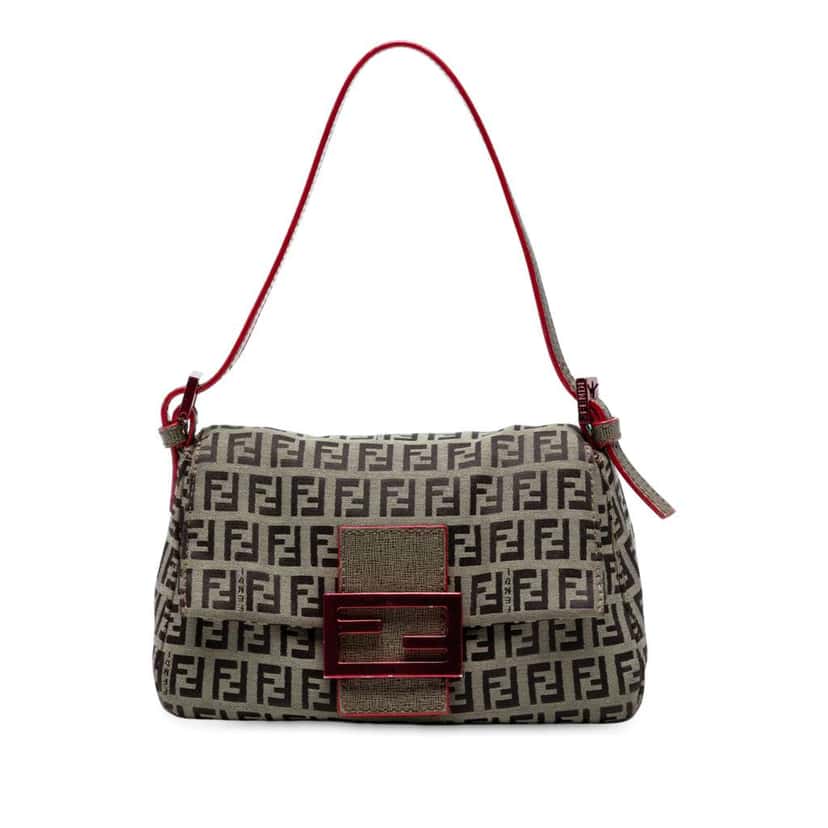 Fendi Mini Zucchino Canvas Mamma Forever Brown Canvas Good condition - Front View
