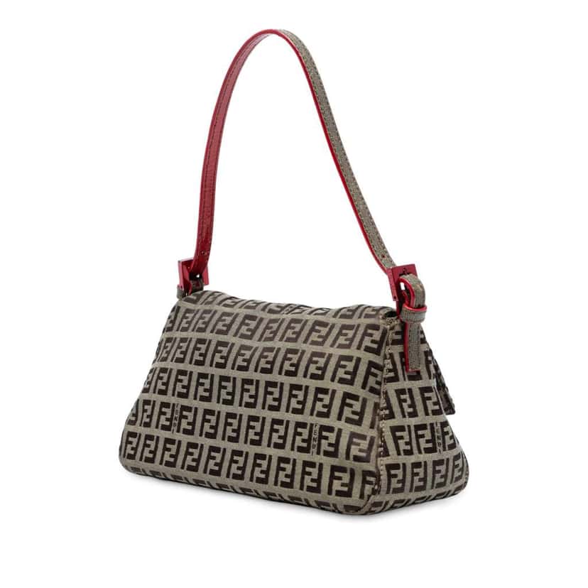 Fendi Mini Zucchino Canvas Mamma Forever Brown Canvas Good condition - Back View