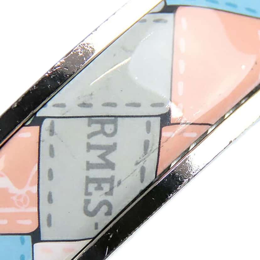 Hermès Narrow Enamel Bolduc Au Carre Charniere Bracelet PM Silver Good condition - Box View