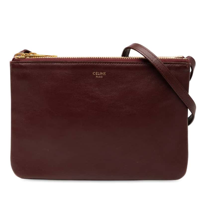 Celine Small Lambskin Trio Crossbody Red Leather Good condition - Front View