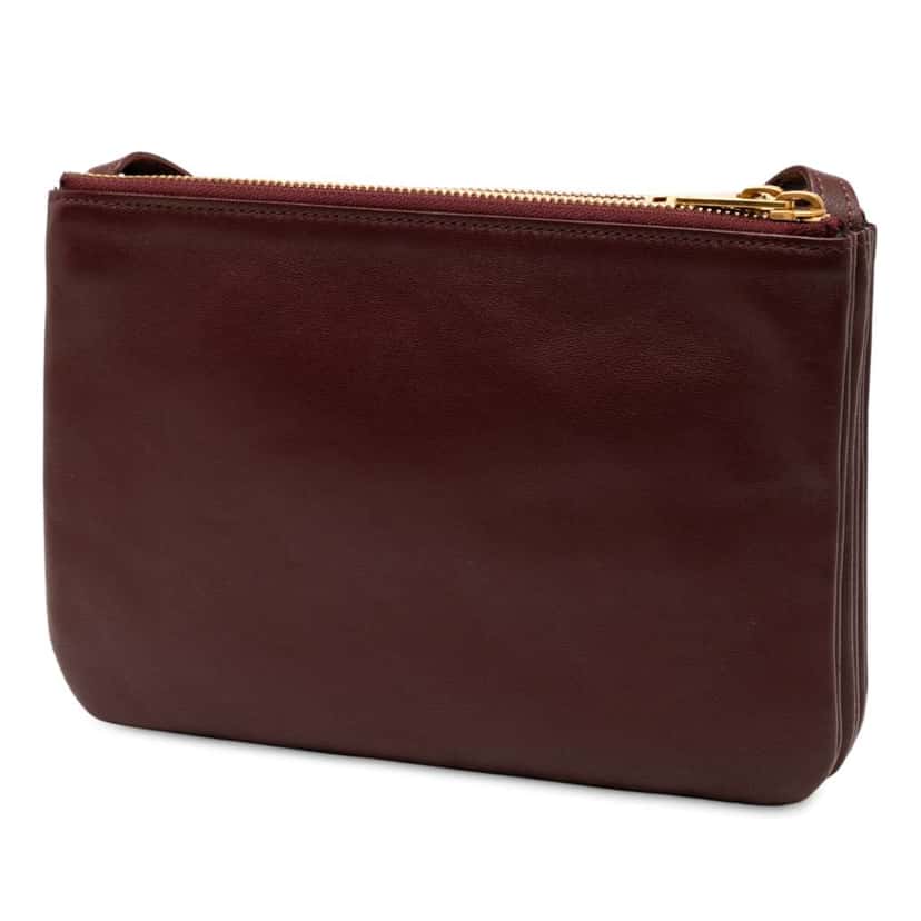 Celine Small Lambskin Trio Crossbody Red Leather Good condition - Back View