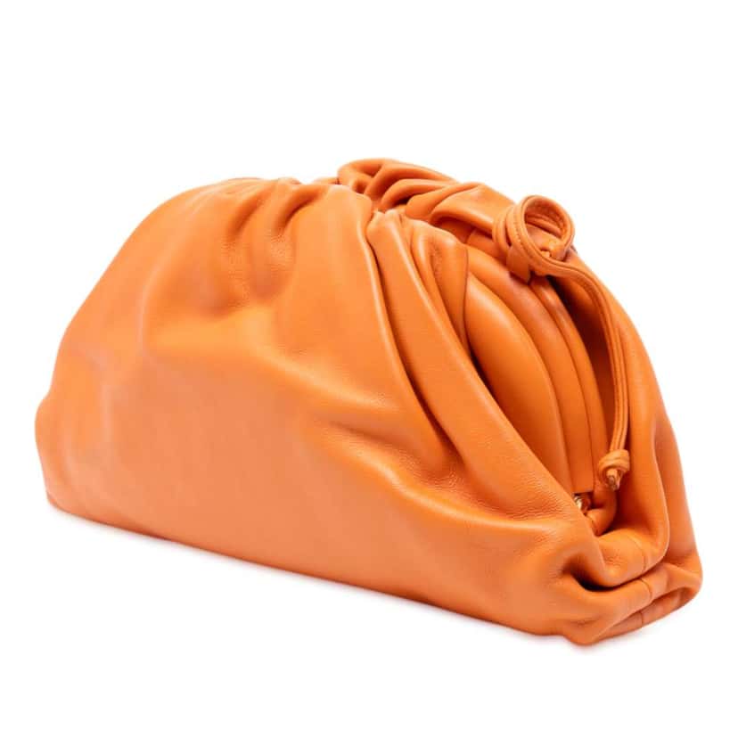 Bottega Veneta Lambskin The Mini Pouch Crossbody Orange Leather Good condition - Back View