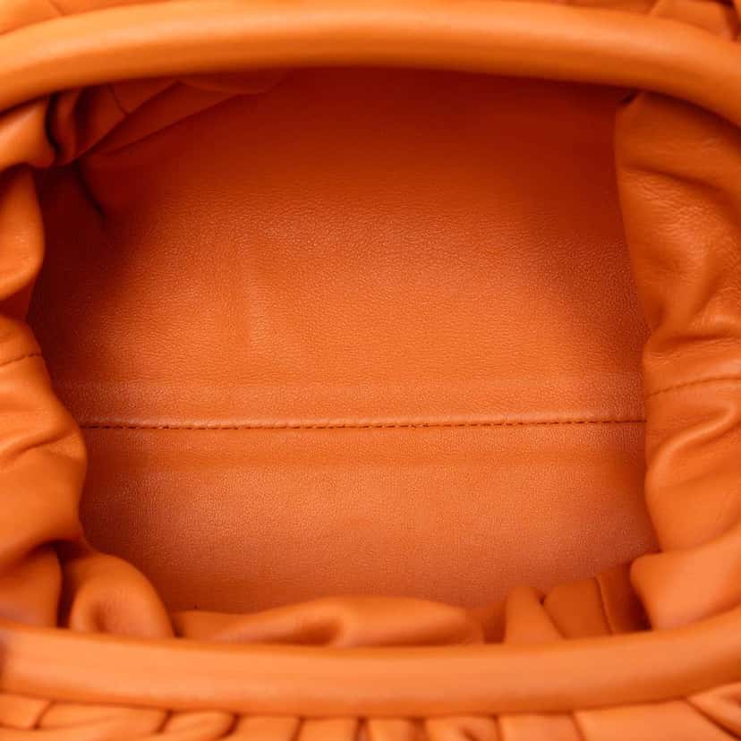 Bottega Veneta Lambskin The Mini Pouch Crossbody Orange Leather Good condition - Model View