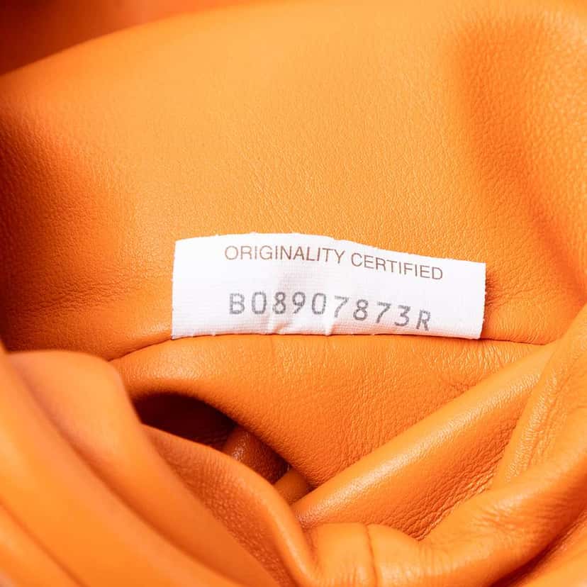 Bottega Veneta Lambskin The Mini Pouch Crossbody Orange Leather Good condition - Box View