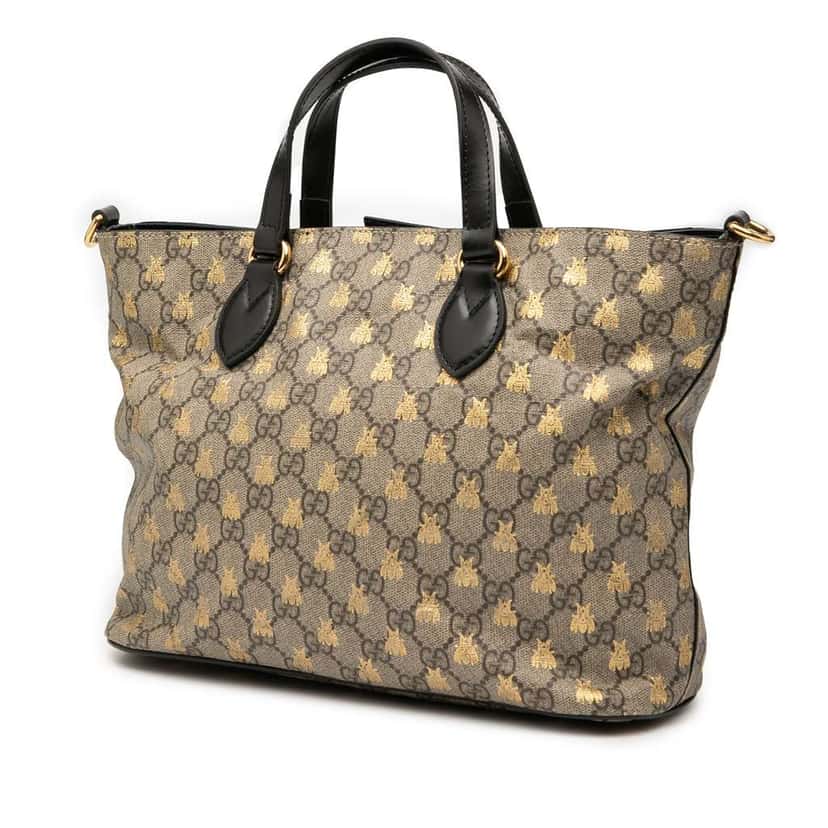 Gucci Small GG Supreme Bees Soft Tote Brown Canvas Good condition - Back View