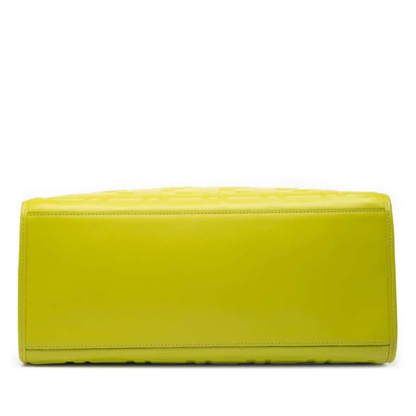 Fendi Medium Zucca Embossed Leather Sunshine Shopper Tote Green Leather Good condition - Inside View
