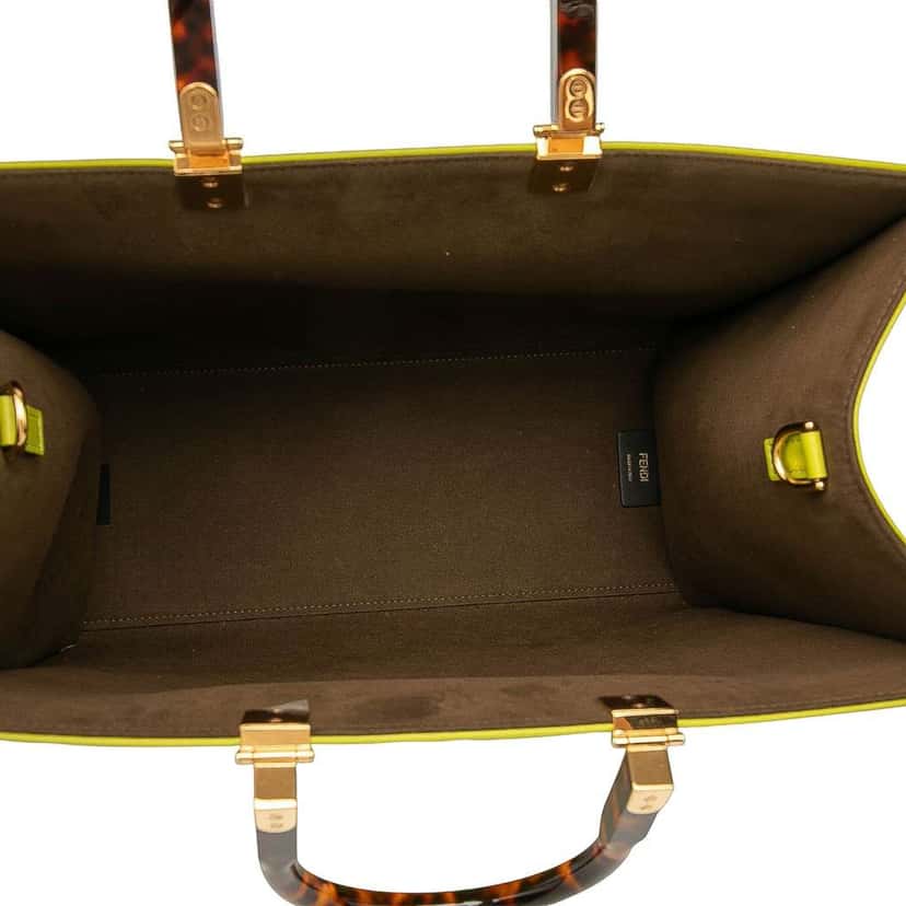 Fendi Medium Zucca Embossed Leather Sunshine Shopper Tote Green Leather Good condition - Model View