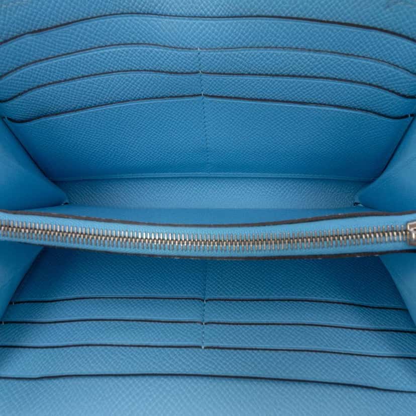 Hermès Epsom Kelly Longue Wallet Blue Leather Good condition - Model View