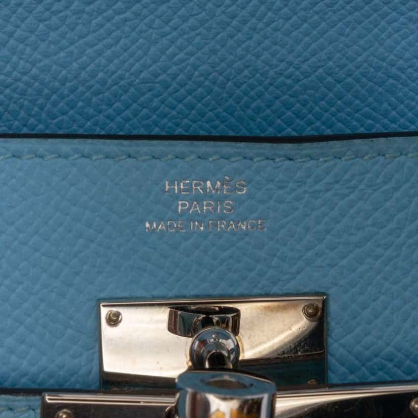 Hermès Epsom Kelly Longue Wallet Blue Leather Good condition - Box View