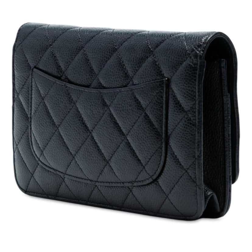 Chanel CC Quilted Caviar Wallet on Chain Black Leather Good condition - Back View