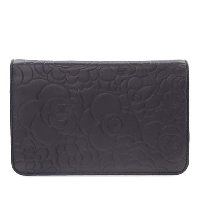 Chanel CC Embossed Lambskin Camellia Wallet On Chain Black Leather Good condition - Box View