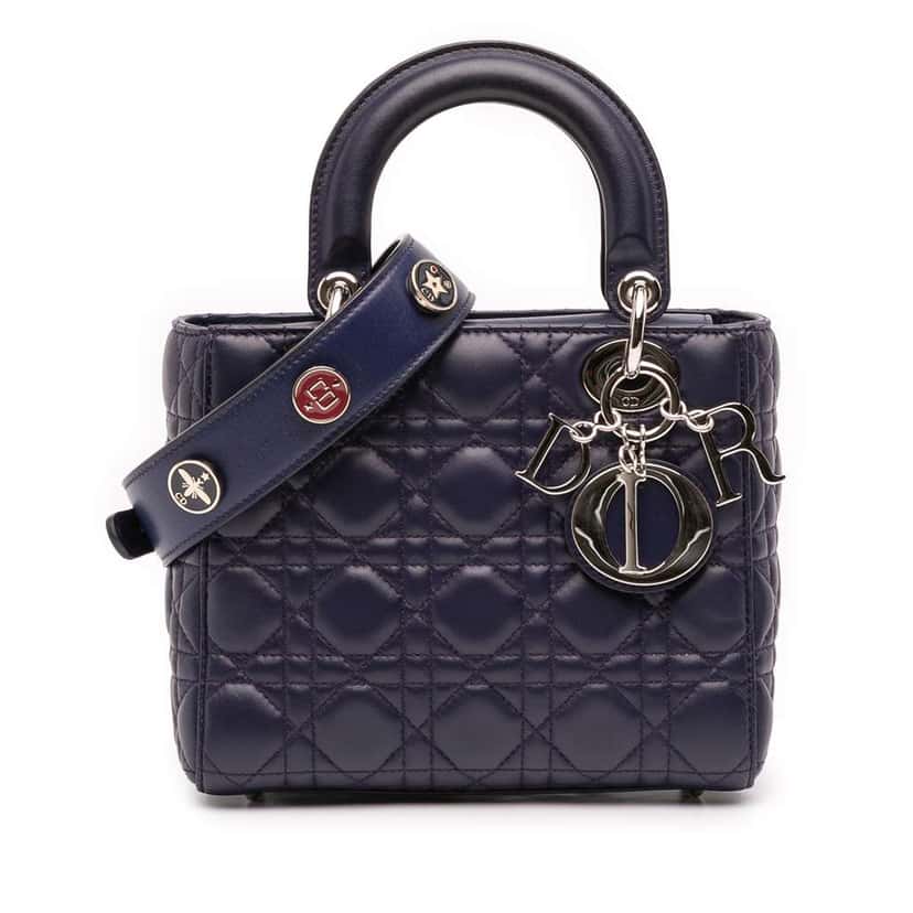 Dior Small Lambskin Cannage My ABCDior Lady Dior Purple Leather Good condition - Front View