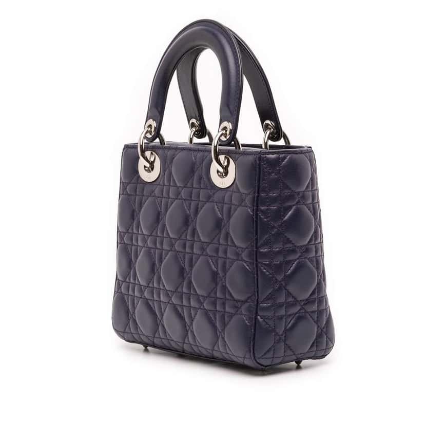Dior Small Lambskin Cannage My ABCDior Lady Dior Purple Leather Good condition - Back View