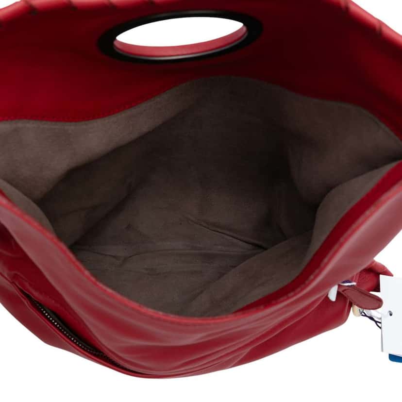 Bottega Veneta Nappa Intrecciato Turn Lock Clutch Red Leather Good condition - Model View