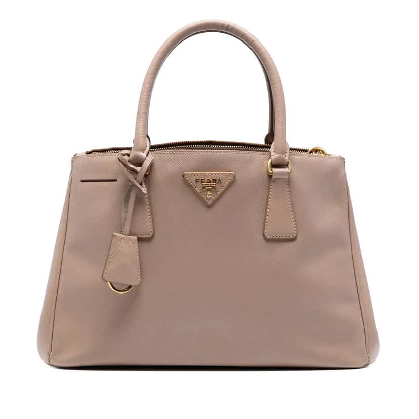 Prada Small Saffiano Lux Galleria Double Zip Satchel Brown Leather Good condition - Front View