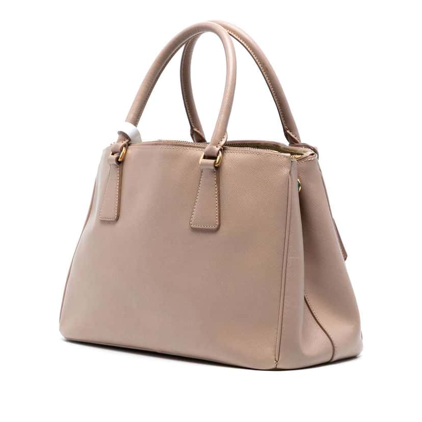 Prada Small Saffiano Lux Galleria Double Zip Satchel Brown Leather Good condition - Back View
