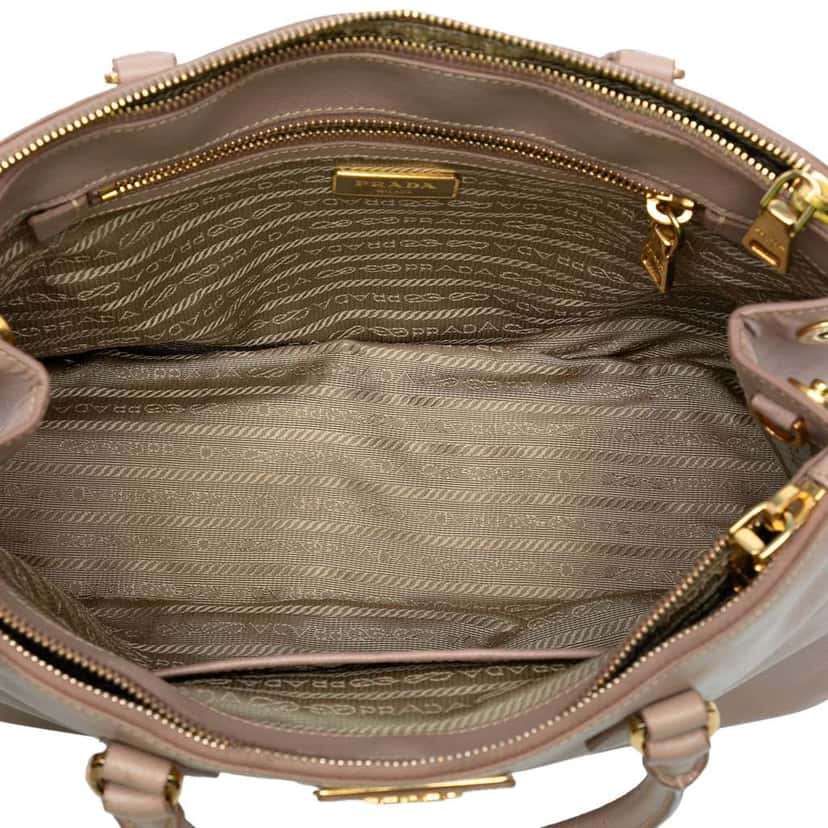 Prada Small Saffiano Lux Galleria Double Zip Satchel Brown Leather Good condition - Model View