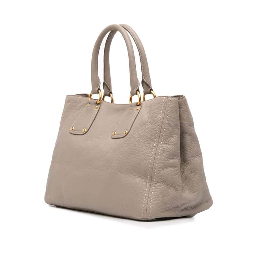 Prada Vitello Daino Open Convertible Tote Grey Leather Good condition - Back View