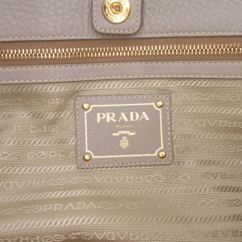 Prada Vitello Daino Open Convertible Tote Grey Leather Good condition - Box View