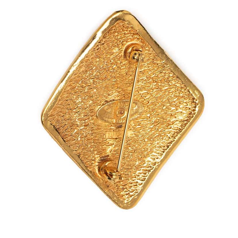 Chanel Gold Plated  Coco Mark Diamond Brooch Gold Metal Good condition - Back View