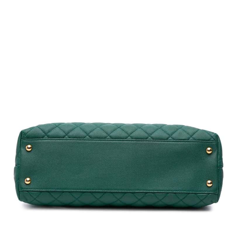 Chanel Medium Quilted Caviar Coco Top Handle Bag Green Leather Good condition - Inside View