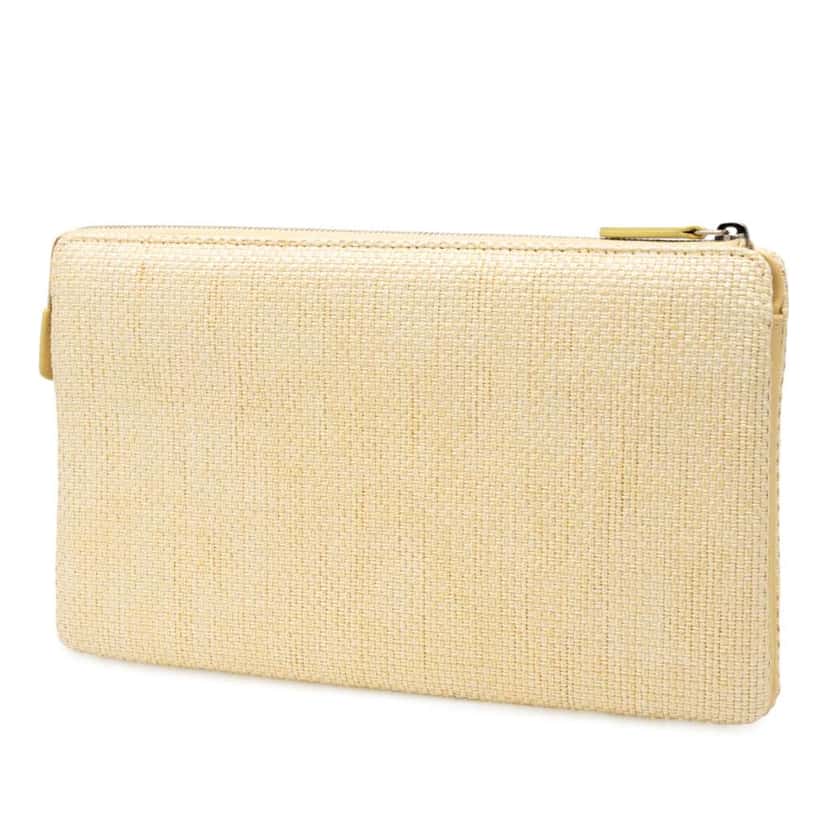 Chanel Medium Raffia Deauville O Case Clutch Yellow Good condition - Back View